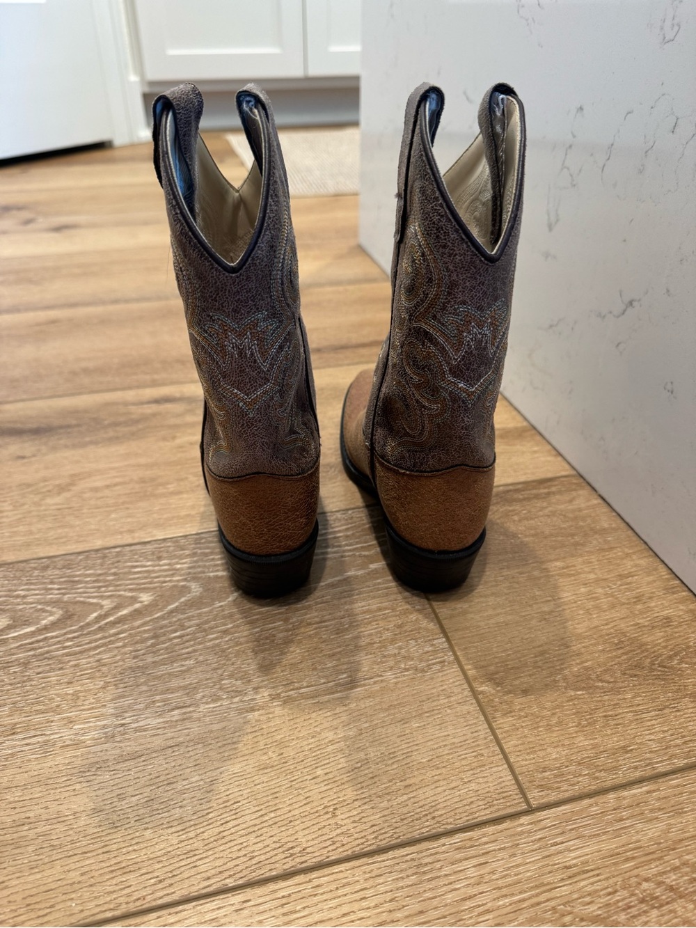 Old West Tan Kid Western Boots size 1.0 D VJ91111 - Picture 4 of 7